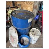Empty 55 gallon antifreeze  drum, steel two wheel