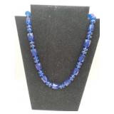 Vintage Cobalt blue beaded necklace marked