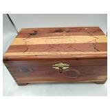 Wooden carved keepsake box with accessories