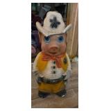 1950s jumbo chalkware sheriff pig , piggy bank