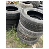 Six vehicle tires ranging from 15 inch rim size