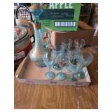 Bohemian Decanter with 8 Wine Glasses