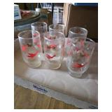 6 Federal Red Rooster Juice Glasses