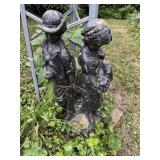 Concrete fountain, statue of male and female