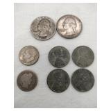 2 silver quarters 1949 1964 and 1912 Barber dime