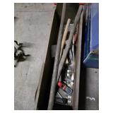 Wooden tool box with tools