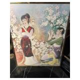 "Two Japanese Women Gathering Flowers," Print in