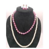Aurora Borealis Crystal Pink Beads necklace