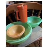 Three Tupperware, mixing bowls, Tupperware,