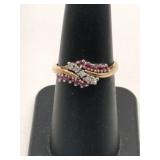 10K purple / clear Stone ring marked 10k size 6.