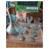 Bohemian Decanter with 8 Wine Glasses