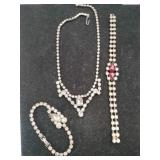 Rhinestone necklace 2  bracelets