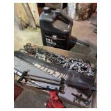 3 chainsaw bars, chainsaw sharpener, bar and