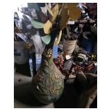 Terra Cotta vase 30" faux flowers included