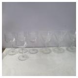 7 Etched glass wine glasses 2 patterns