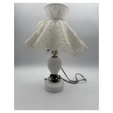 Vtg Milk Glass Hobnail Lamp w/plastic shade