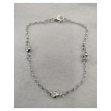 Silver  heart anklet marked 925    .150oz