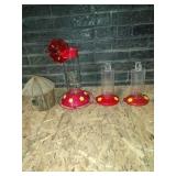 Group of large glass hummingbird feeder, two