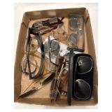 Flat of vintage eyeglass and sunglasses