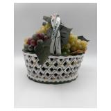 Porcelain Basket full of Faux Grapes