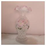 Fenton French Opalescent Trellis Optic vase 8.5in