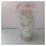 Fenton hand painted lotus mist hurricane lamp