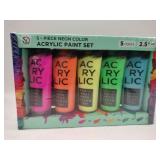 5 piece neon color acrylic paint set
