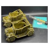 Stoneware antique car planters and more