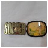 Brass soccer and Elton john belt buckle