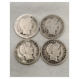 4 Mercury dimes  1908, 1911 ,1914