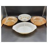 Fire King lustreware oven dish, bowls, & Japan