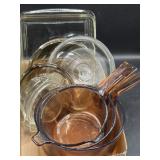 Pyrex square dish & vision USA brown glass pans,