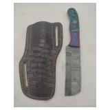Damascus style rounded end Knife w/ sheath   4'