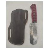Damascus style rounded end Knife w/ sheath   4'