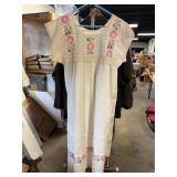 Two vintage Mexican embroidery and lace dresses
