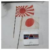 Small silk Japan flags and WW2 military ribbons,