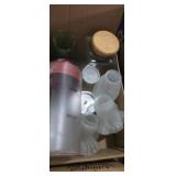 Canister , drink pitcher, glass lamp shades