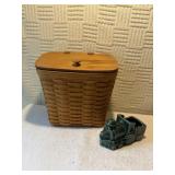Longaberger mail basket, McCoy green choo-choo