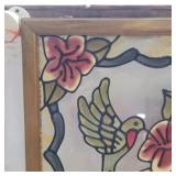 Painted glass hummingbird picture 22in x 18in
