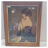 Framed picture of lady 13inx16in