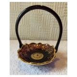 Italian amethyst art glass basket hand painted
