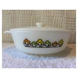 Fire king Summerfield, milk, glass casserole dish