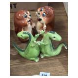 Japan vintage squirrel & dinosaur salt & pepper