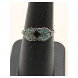 Silver turquoise ring marked 925  Mexico size 6.