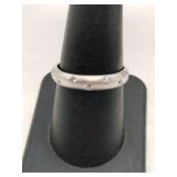 Silver band clear Stone ring marked 925 size 8.
