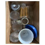 Glass jars, and corn and more items