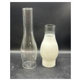 Frosted and clear glass chimneys, 9' & 13'