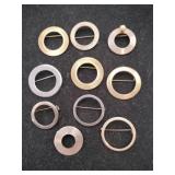 Goldtone and silver tone round pins