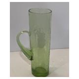 MCM green crackle glass pitcher or vase 10'