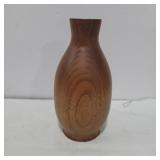 Carved wood vase 8in tall